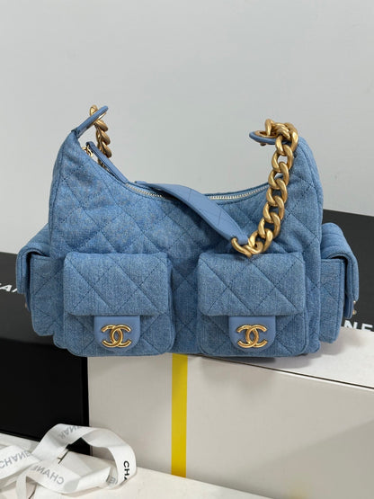 CC 25C Hobo 35 cm Azul Bebé Denim Herrajes Dorados 243567