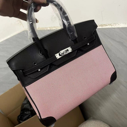 HM Quadrille Birkin 25cm Piel Swift Negra Toile Rosa