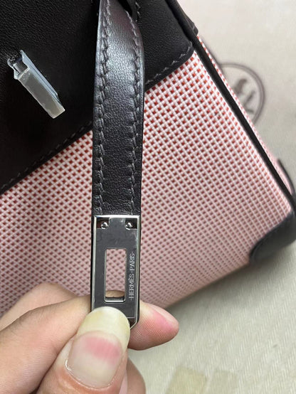 HM Quadrille Birkin 25cm Piel Swift Negra Toile Rosa