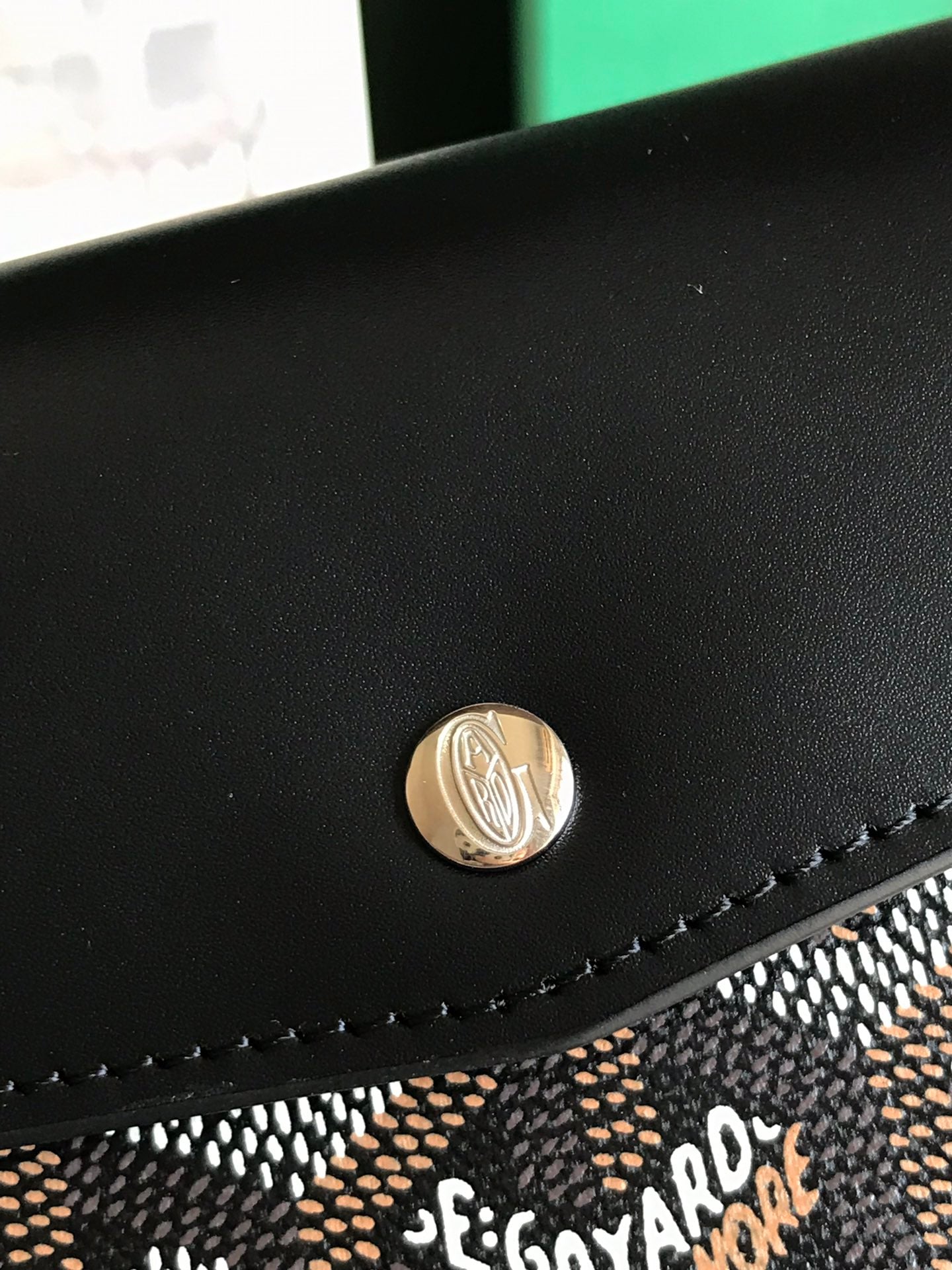 CARTERA SAINT-GABRIEL 12 EN PIEL DE BECERRO NEGRA Y LONA GOYARDINE