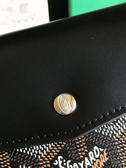 CARTERA SAINT-GABRIEL 12 EN PIEL DE BECERRO NEGRA Y LONA GOYARDINE