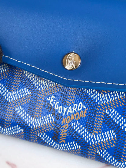 CARTERA SAINT-GABRIEL 12 EN PIEL DE BECERRO AZUL ZAFIRO Y LONA GOYARDINE