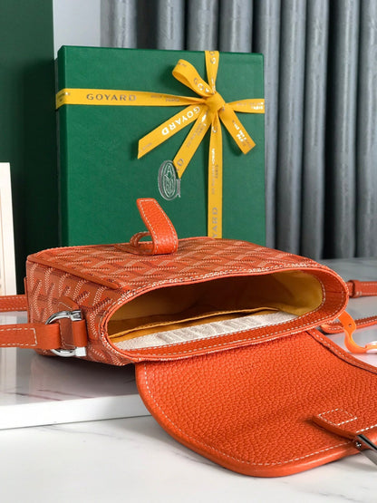 GRAND BLEU 16 EN TOILE GOYARDINE ORANGE ET AGNEAU