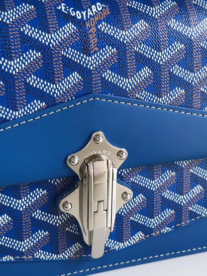 BOLSO DUCHESSE MARIE-CAROLINE 25 EN LONA GOYARDINE AZUL ZAFIRO Y PIEL DE BECERRO LISA