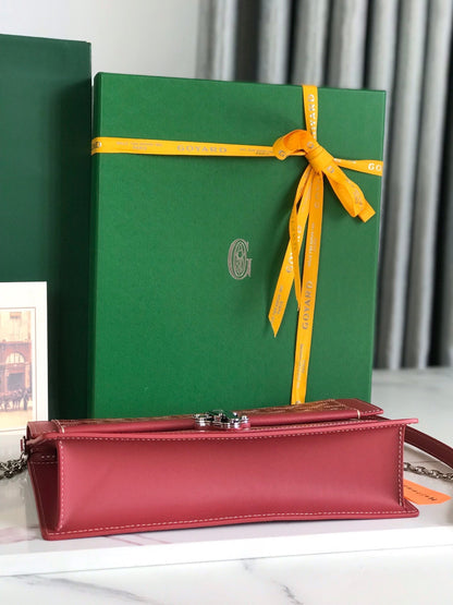 BOLSO DUCHESSE MARIE-CAROLINE 25 EN LONA GOYARDINE ROJA Y PIEL DE BECERRO LISA
