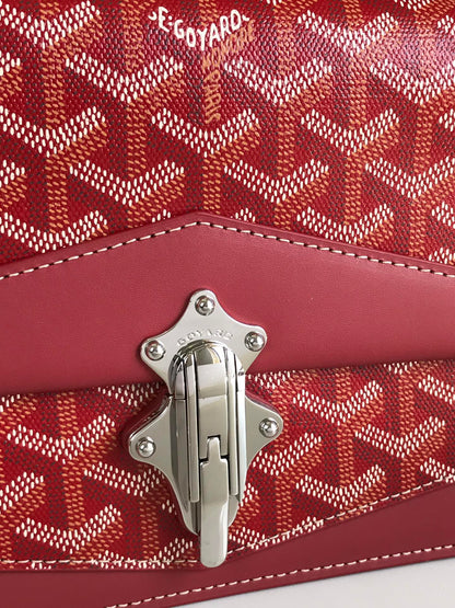 BOLSO DUCHESSE MARIE-CAROLINE 25 EN LONA GOYARDINE ROJA Y PIEL DE BECERRO LISA
