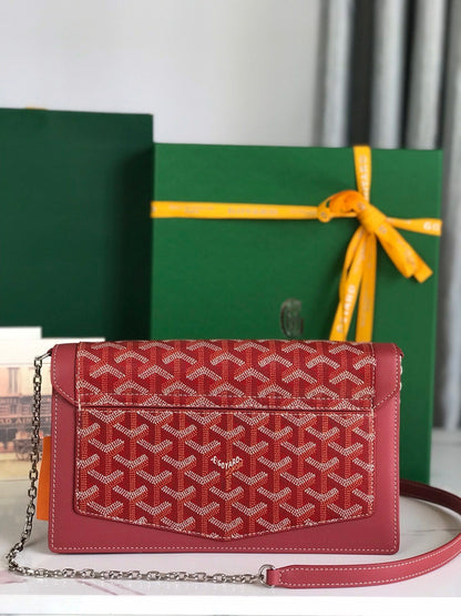 BOLSO DUCHESSE MARIE-CAROLINE 25 EN LONA GOYARDINE ROJA Y PIEL DE BECERRO LISA