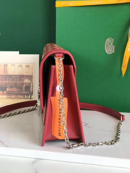 BOLSO DUCHESSE MARIE-CAROLINE 25 EN LONA GOYARDINE ROJA Y PIEL DE BECERRO LISA
