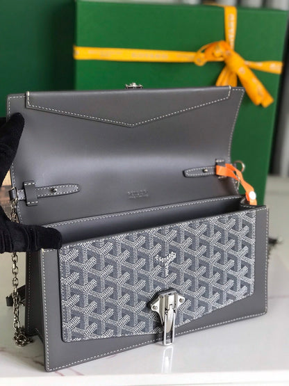 DUCHESSE MARIE-CAROLINE BAG 25 IN GRAY GOYARDINE CANVAS AND SMOOTH CALFSKIN