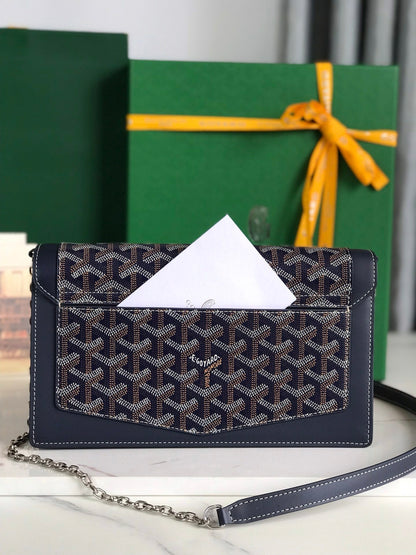 BOLSO DUCHESSE MARIE-CAROLINE 25 EN LONA GOYARDINE AZUL MARINO Y PIEL DE BECERRO LISA