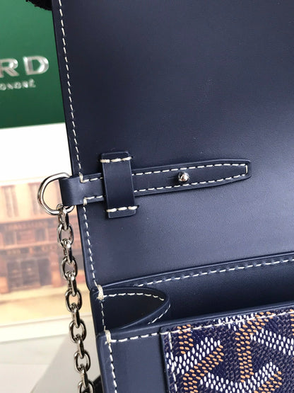 BOLSO DUCHESSE MARIE-CAROLINE 25 EN LONA GOYARDINE AZUL MARINO Y PIEL DE BECERRO LISA