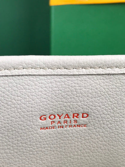 SAC ANJOU MINI 20 EN CUIR DE VEAU BLANC ET TOILE GOYARDINE
