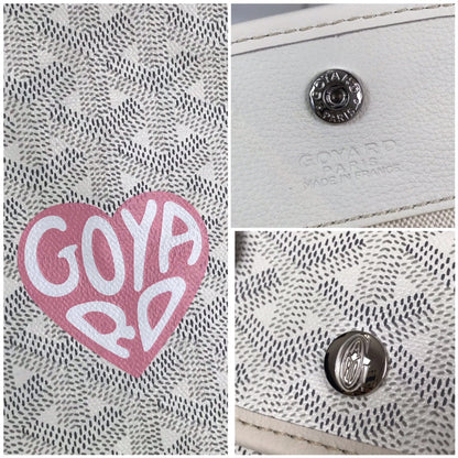 BOLSO ANJOU MINI 20 EN PIEL DE BECERRO BLANCA Y LONA GOYARDINE