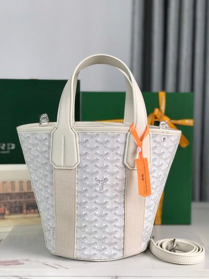 PEQUEÑO BELHARRA 24 DE LONA GOYARDINA BLANCA Y PIEL DE CORDERO