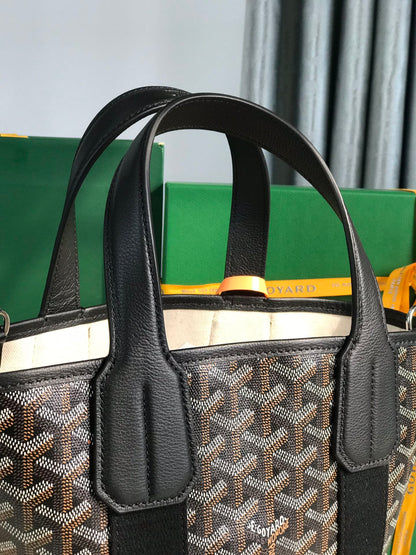PETIT BELHARRA 24 EN TOILE GOYARDINE NOIRE ET AGNEAU