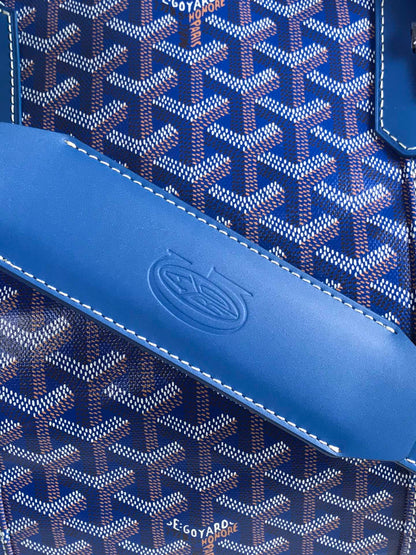 BOLSO BOSTON 50 EN LONA GOYARDINE AZUL ZAFIRO Y RIBETE DE PIEL DE BECERRO