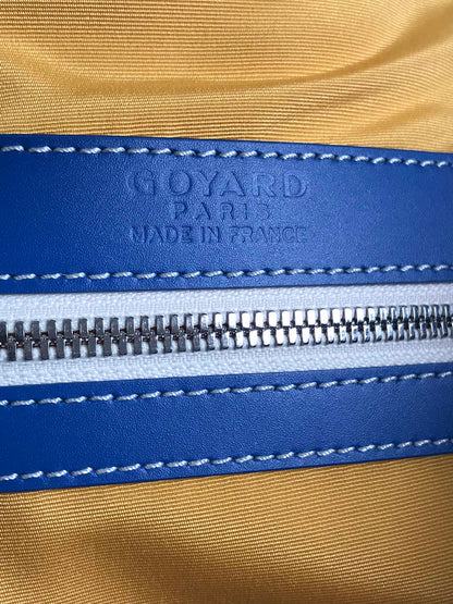 BOLSO BOSTON 50 EN LONA GOYARDINE AZUL ZAFIRO Y RIBETE DE PIEL DE BECERRO