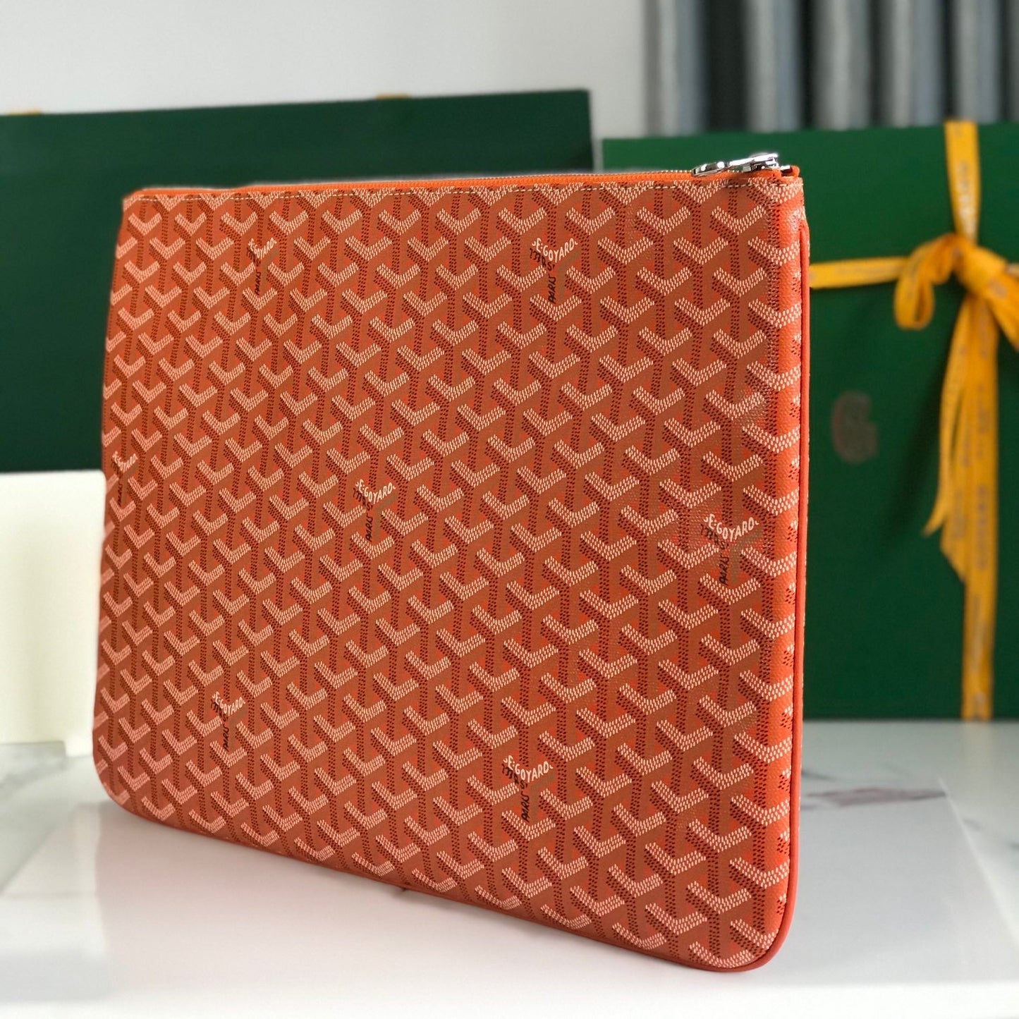 S¨¦NAT MGM POUCH 40 IN RED ORANGE GOYARDINE CANVAS