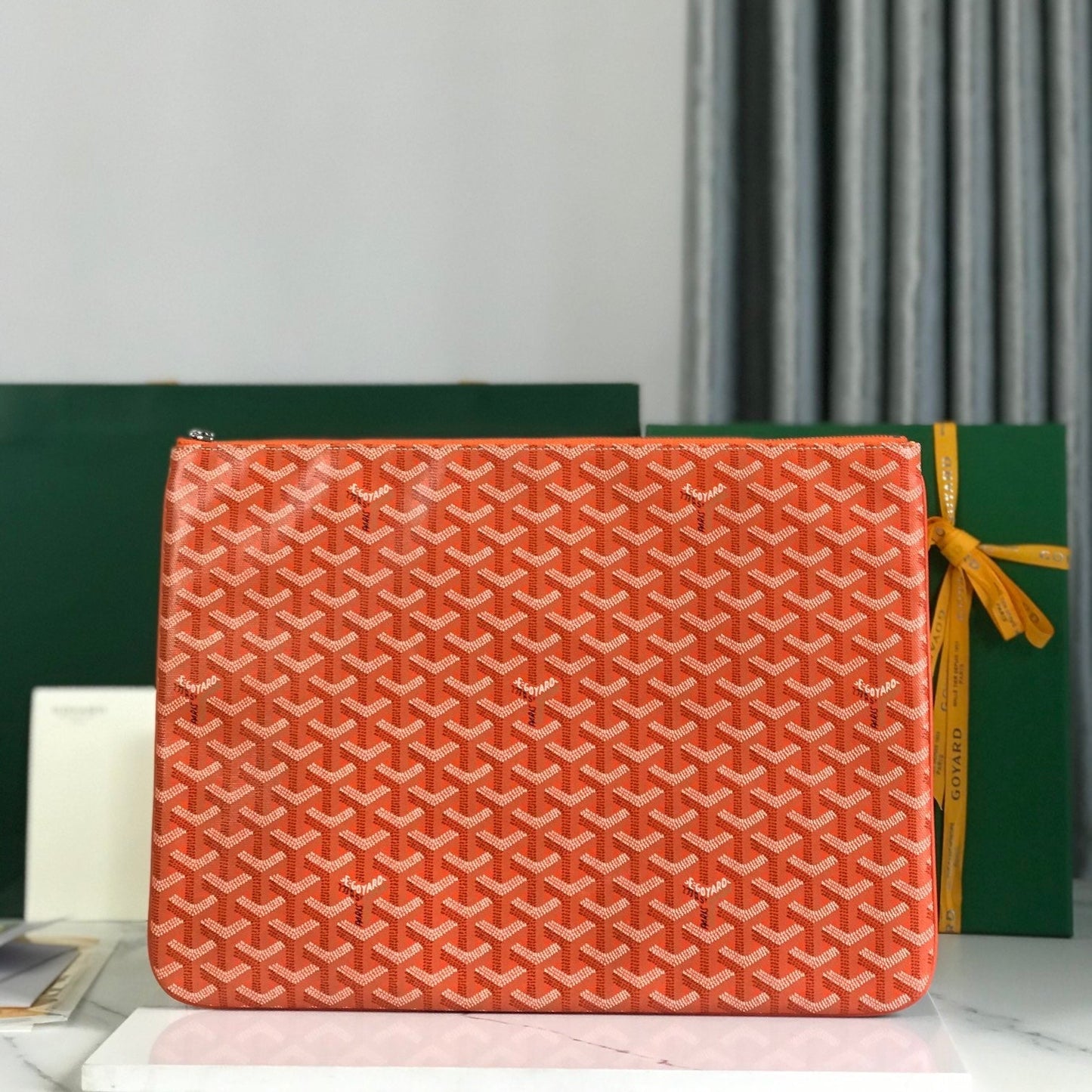 S¨¦NAT MGM POUCH 40 IN RED ORANGE GOYARDINE CANVAS