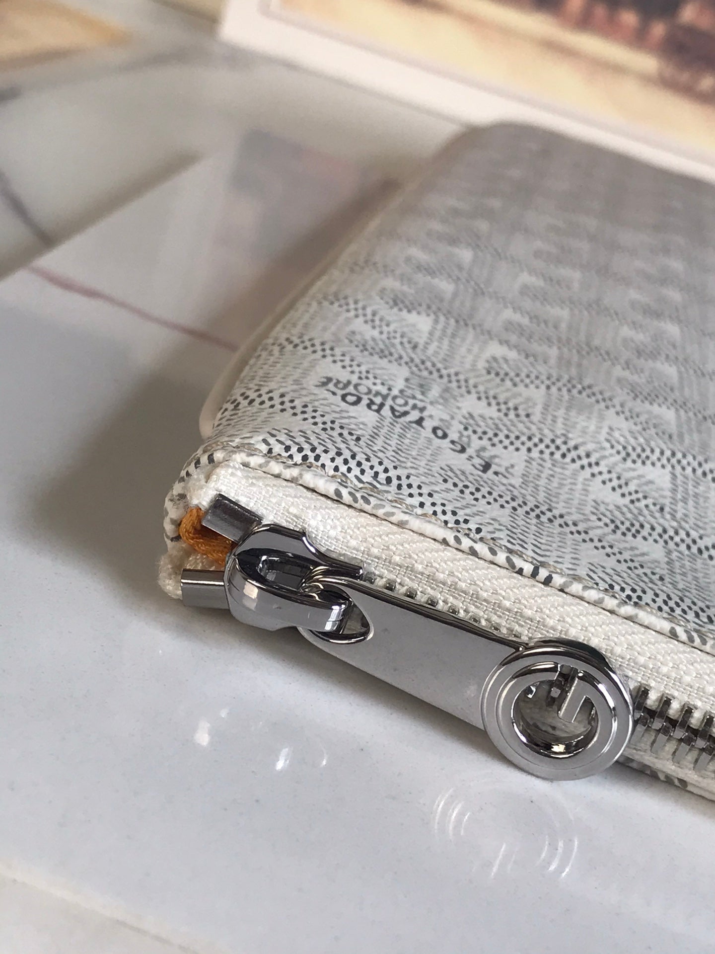 S¨¦NAT MGM POUCH 40 IN WHITE GOYARDINE CANVAS