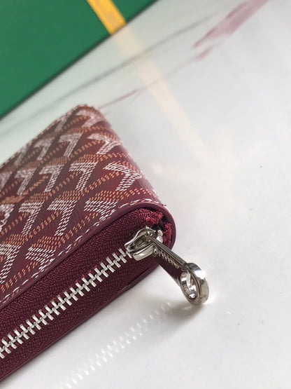 CARTERA MINI MATIGNON 11 DE LONA GOYARDINA ROJA VINO Y PIEL DE BECERRO