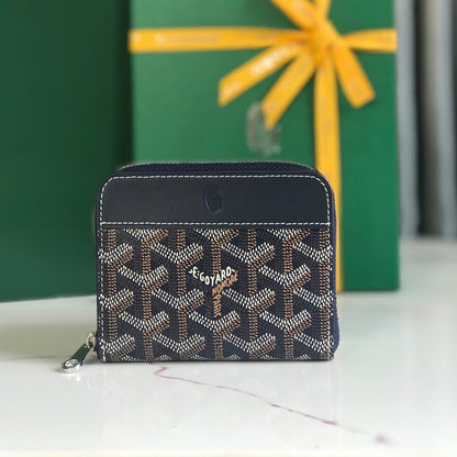 CARTERA MINI MATIGNON 11 DE LONA GOYARDINA AZUL MARINO Y PIEL DE BECERRO