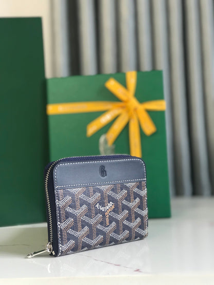 CARTERA MINI MATIGNON 11 DE LONA GOYARDINA AZUL MARINO Y PIEL DE BECERRO