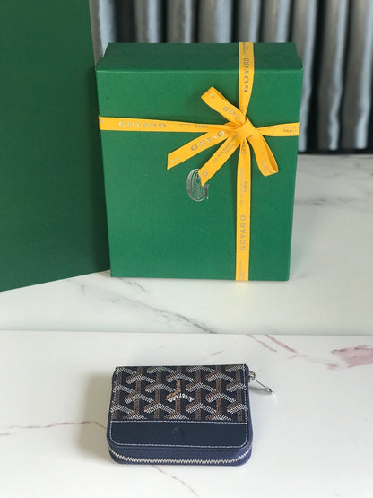 CARTERA MINI MATIGNON 11 DE LONA GOYARDINA AZUL MARINO Y PIEL DE BECERRO