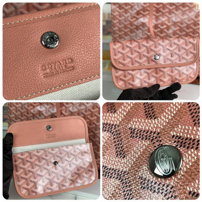 Bolso Saint Louis PM de 34 cm en lona rosa con estampado de chevrolet y piel de becerro