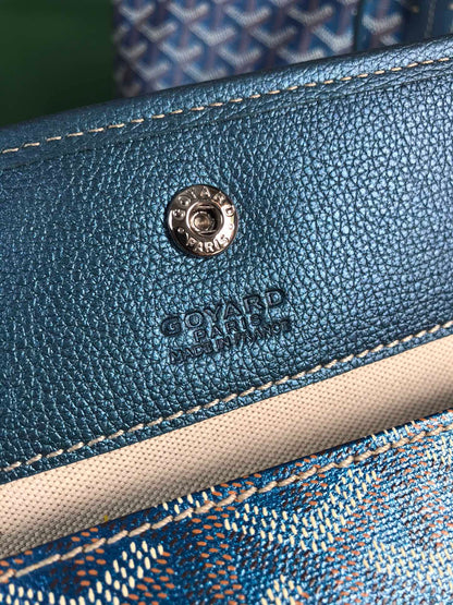 Bolso GM Saint Louis de 40 cm en lona azul marino con estampado de chevrolet y piel de becerro