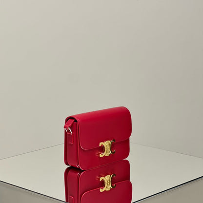 MINI CLAUDE 22 CUIR DE VEAU BRILLANT ROUGE CERISE