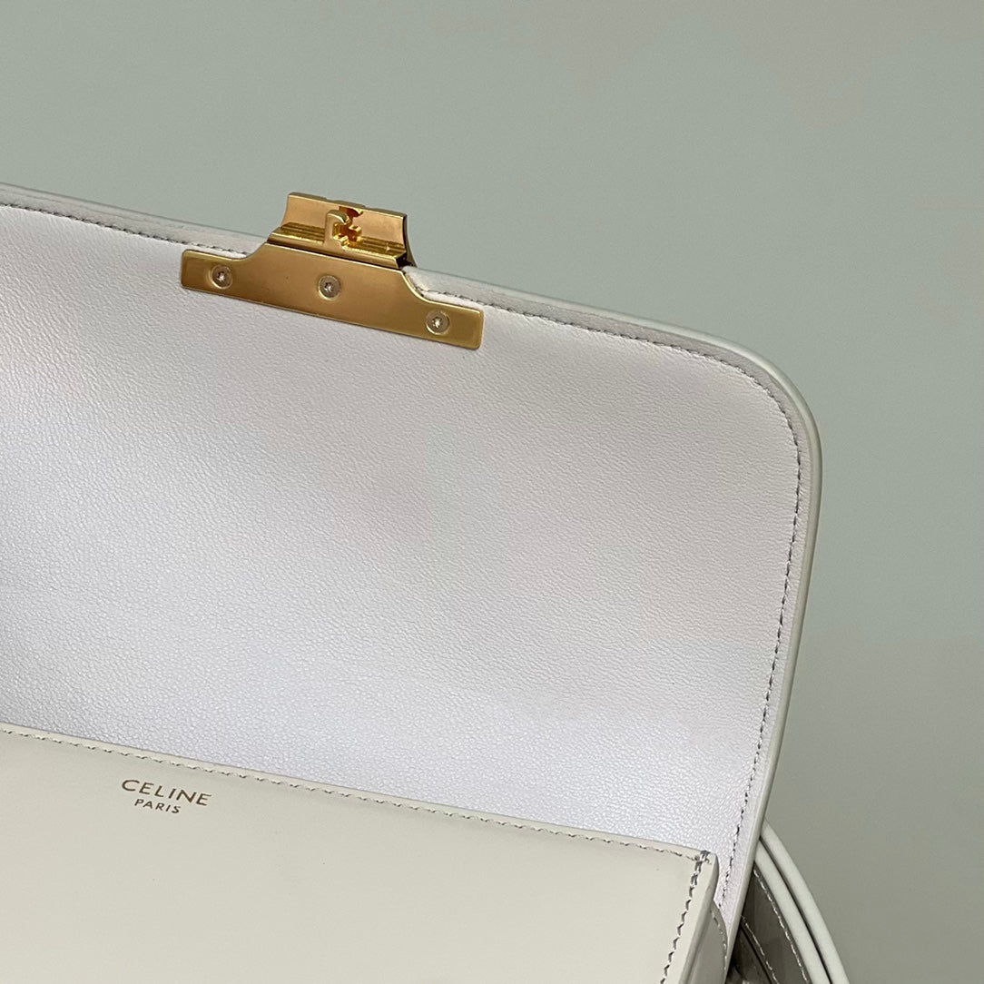 MINI CLAUDE 22 CUIR DE VEAU BRILLANT BLANC