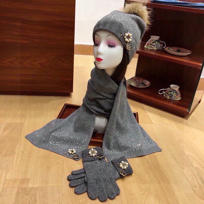 CONJUNTO DE TRES PIEZAS EN CACHEMIR GRIS TIBURÓN 424005 