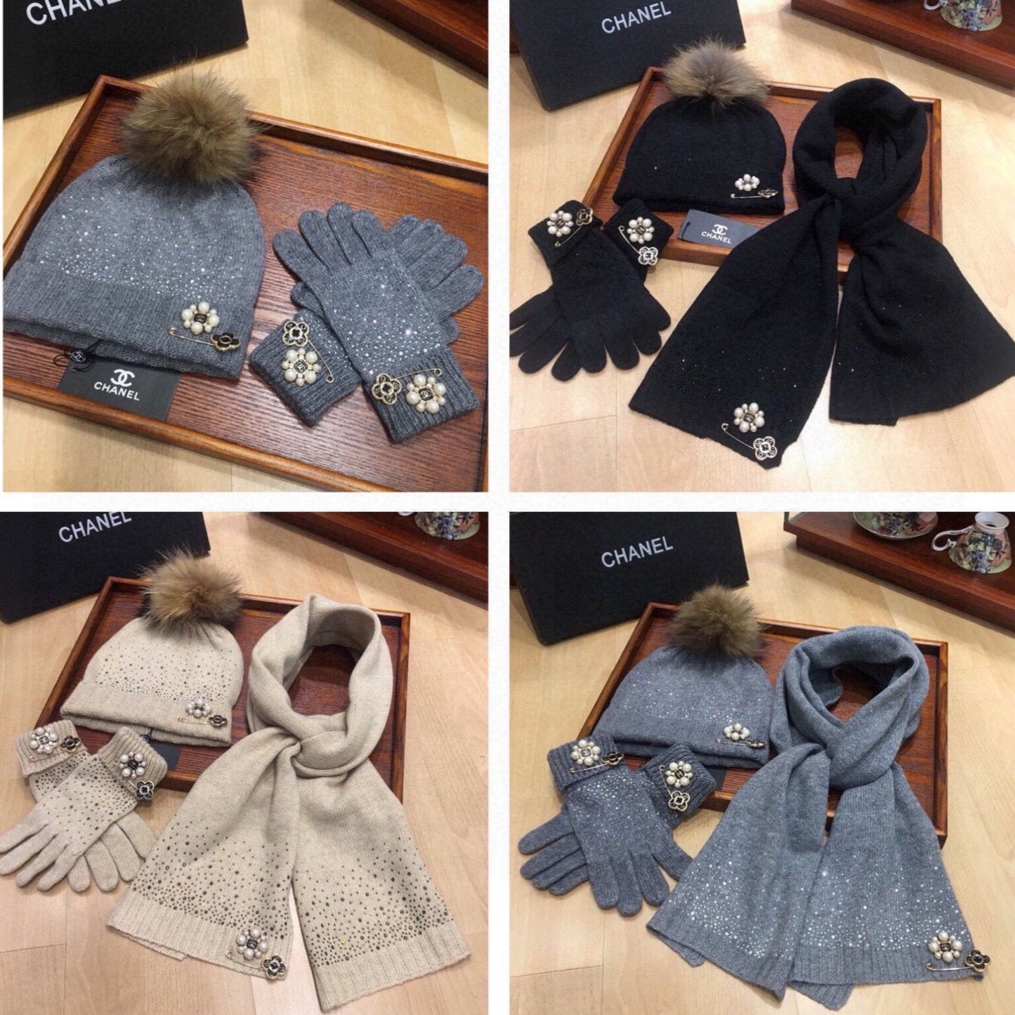 CONJUNTO DE TRES PIEZAS EN CACHEMIR GRIS TIBURÓN 424005 