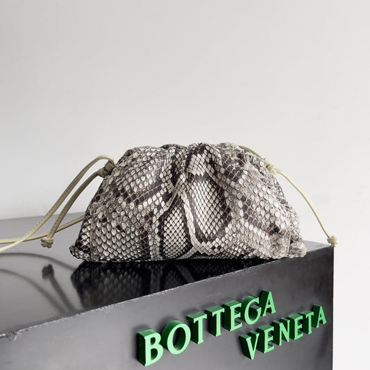 BV Mini Pouch Bag 22cm Leather-Trimmed Python Clutch 209316