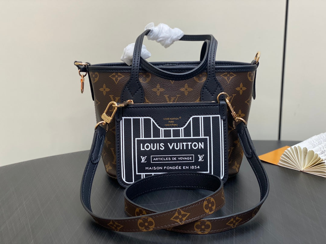 Neverfull 24 Bandouli¨¨re Inside Out BB Black Calfskin