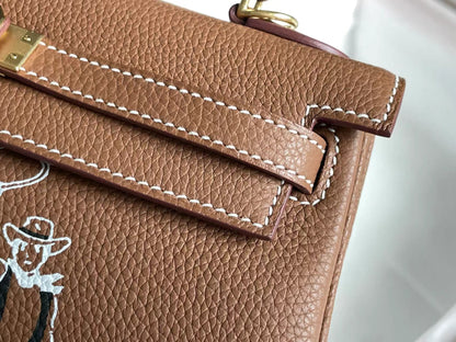 SAC BIRKIN 25 EN CUIR DE VEAU MARRON CHOCOLAT AVEC AUTOCOLLANT BLANC (FABRIQUÉ SUR COMMANDE)