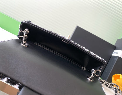 CC 25C Blanc Noir Paillettes Quincaillerie Argentée