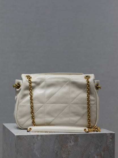 BOLSO PEQUEÑO JAMIE 4.3 25 EN PIEL DE CORDERO BLANCA CON HERRAJES DORADOS