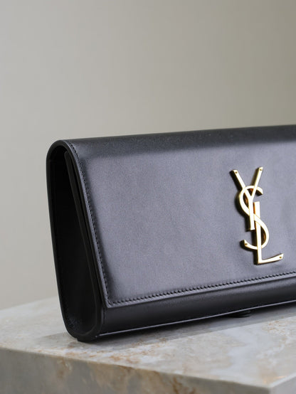 CLASSIC KATE CLUTCH 27 IN BLACK LAMBSKIN GOLD HARDWARE