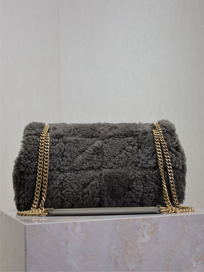 JAMIE BAG 25 IN DARK GRAY LAMB WOOL