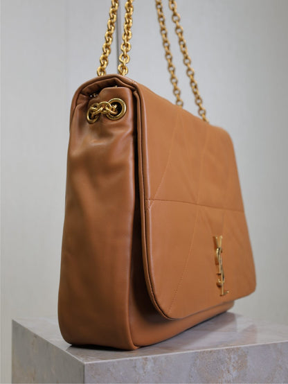 BOLSO GRANDE JAMIE 4.3 43 EN PIEL DE CORDERO LISA MARRÓN BRONCE CON HERRAJES DORADOS