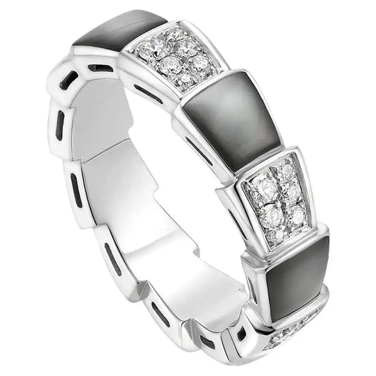 DIANA SERPENTI RING SILVER DIAMOND BLACK MOP 4MM