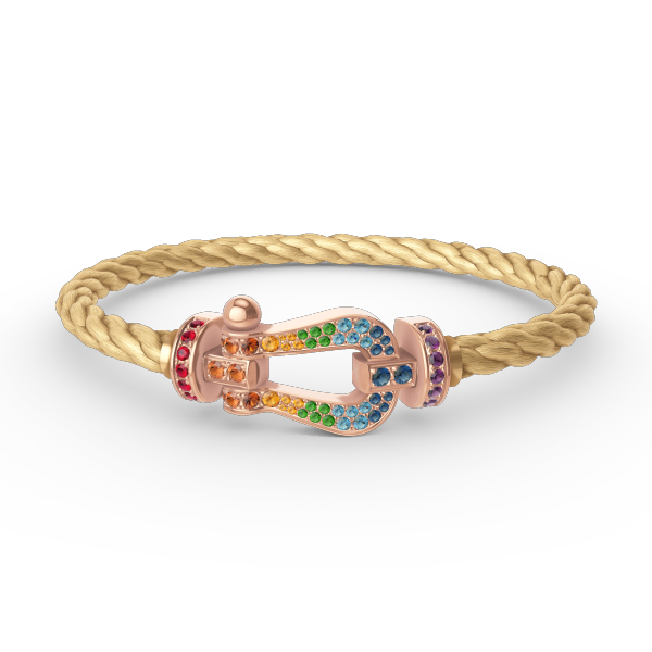 DIANA FORCE LARGE HORSESHOE  COLORED DIAMOND BRACELET ROSE GOLD