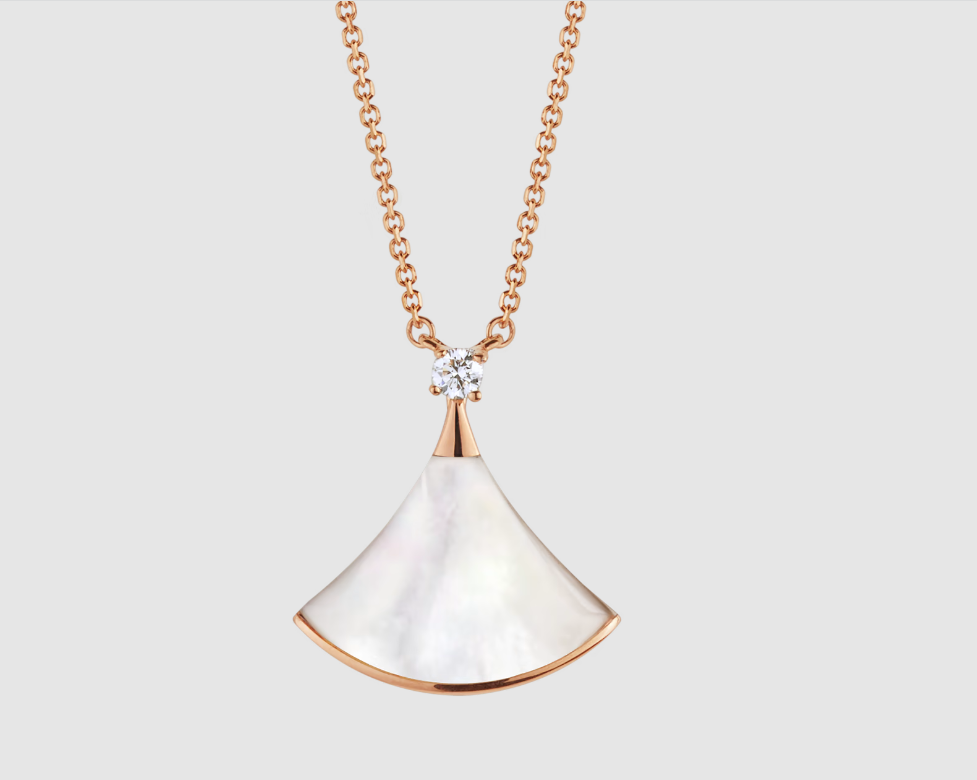 DIANA DREAM NECKLACE WHITE MOP PINK GOLD 1 DIAMOND