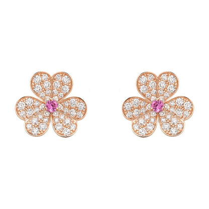 DIANA FRIVOLE PINK GOLD FLOWER DIAMOND EARRINGS
