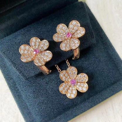 DIANA FRIVOLE PINK GOLD FLOWER DIAMOND EARRINGS