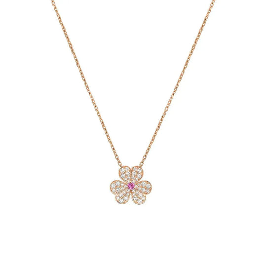 DIANA FRIVOLE ROSE GOLD FLOWER DIAMOND NECKLACE