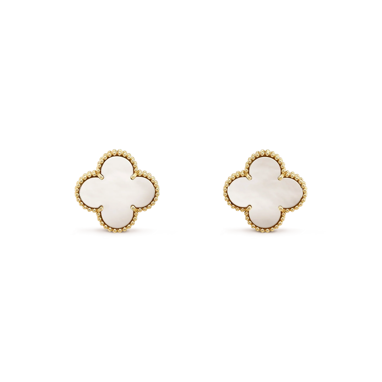 DIANA CLOVER MEDIUM 1 MOTIFS  WHITE MOP STUD EARRINGS