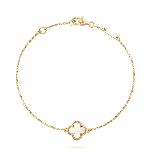 DIANA CLOVER WHITE MOP SINGLE FLOWER BRACELET